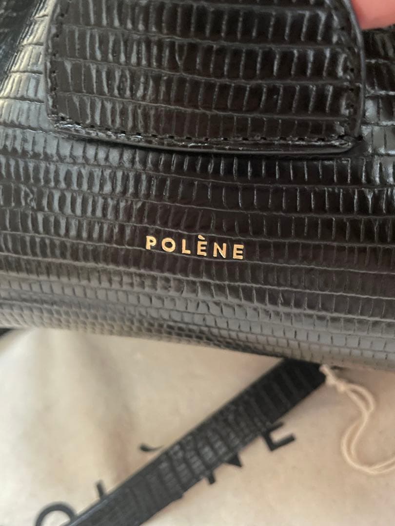 POLÈNE numero un nanoクロコ型押しレザー ショルダーバッグ