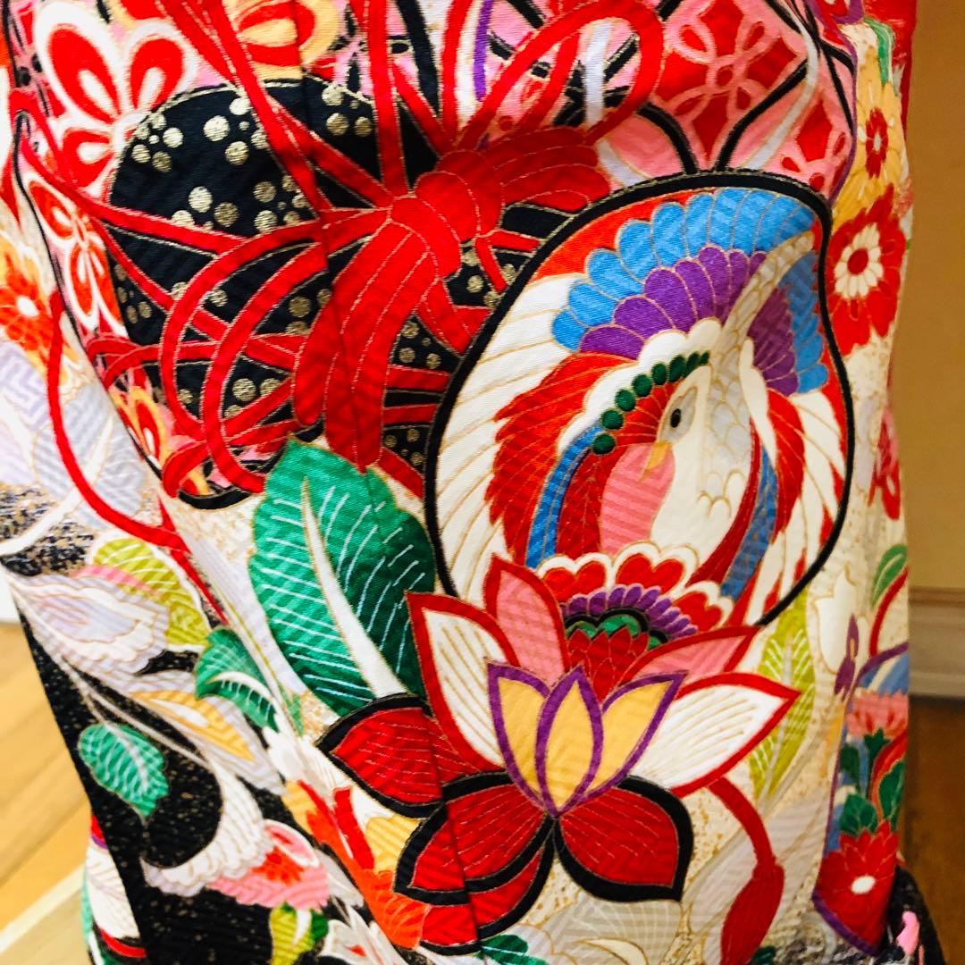 七五三 七歳‼️豪華正絹赤×黒ラメキラキラ‼️手毬熨斗金彩煌びやか際立つフルセット