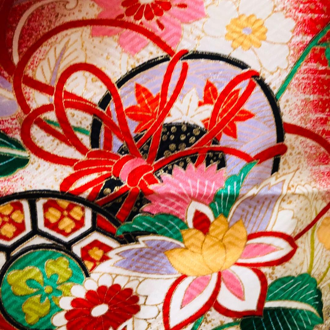 七五三 七歳‼️豪華正絹赤×黒ラメキラキラ‼️手毬熨斗金彩煌びやか際立つフルセット