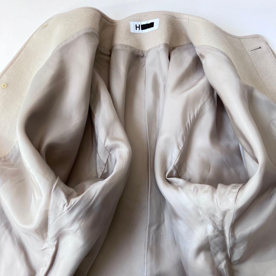 極美品 エイチ BY 7.9万円 ライトメルトンコート ライトベージュ ゆったり