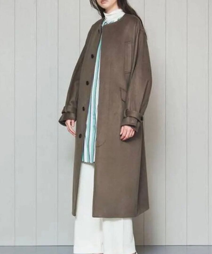 極美品 エイチ BY 7.9万円 ライトメルトンコート ライトベージュ ゆったり