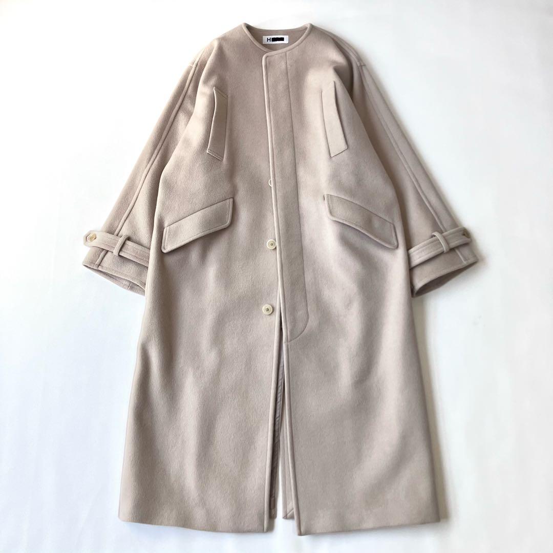 極美品 エイチ BY 7.9万円 ライトメルトンコート ライトベージュ ゆったり