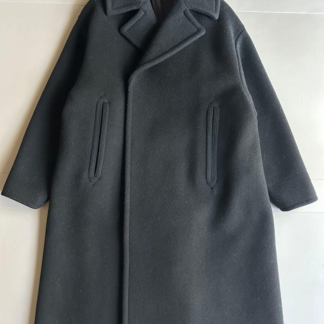 HYKE メルトンウール 比翼チェスターコート ブラック サイズ1