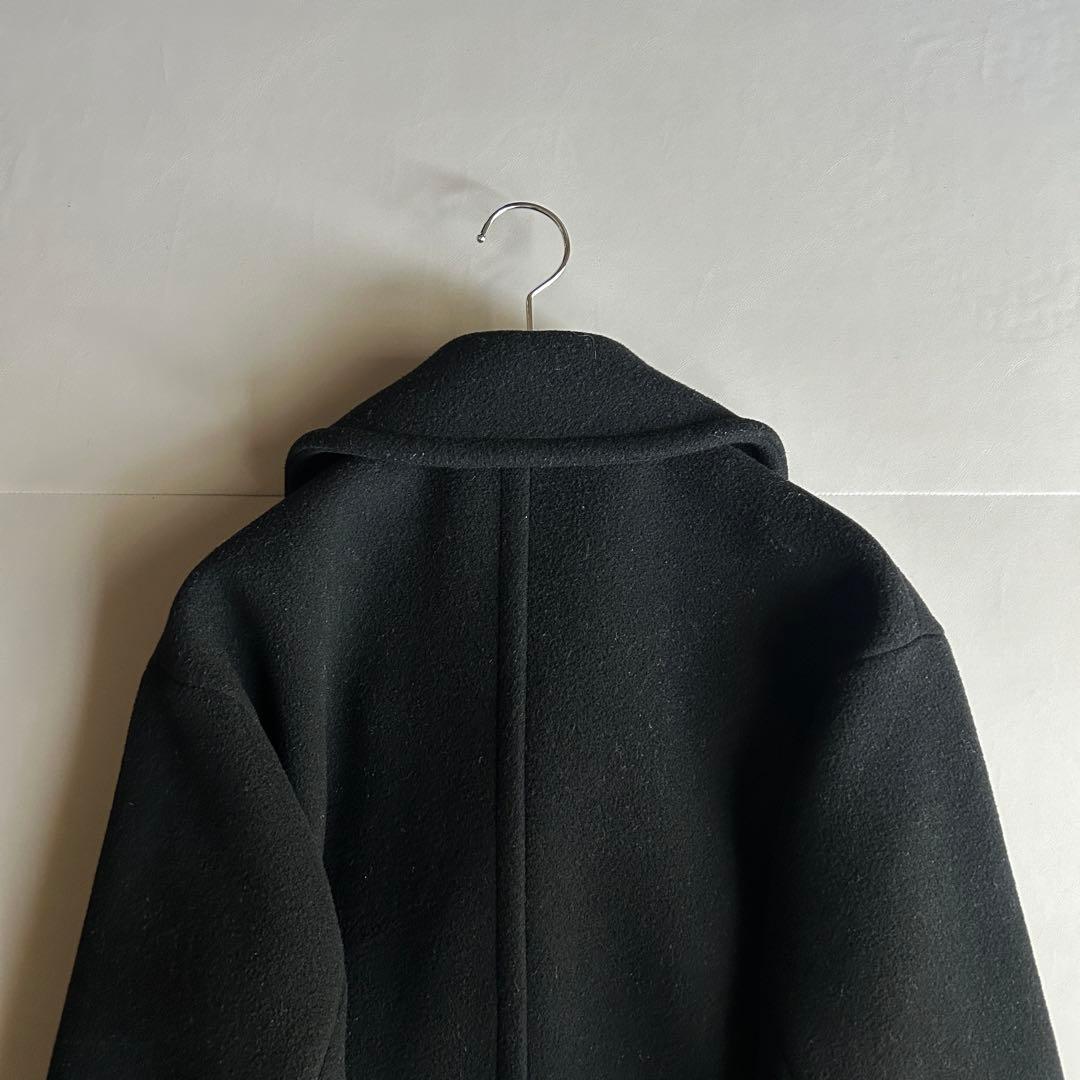 HYKE メルトンウール 比翼チェスターコート ブラック サイズ1
