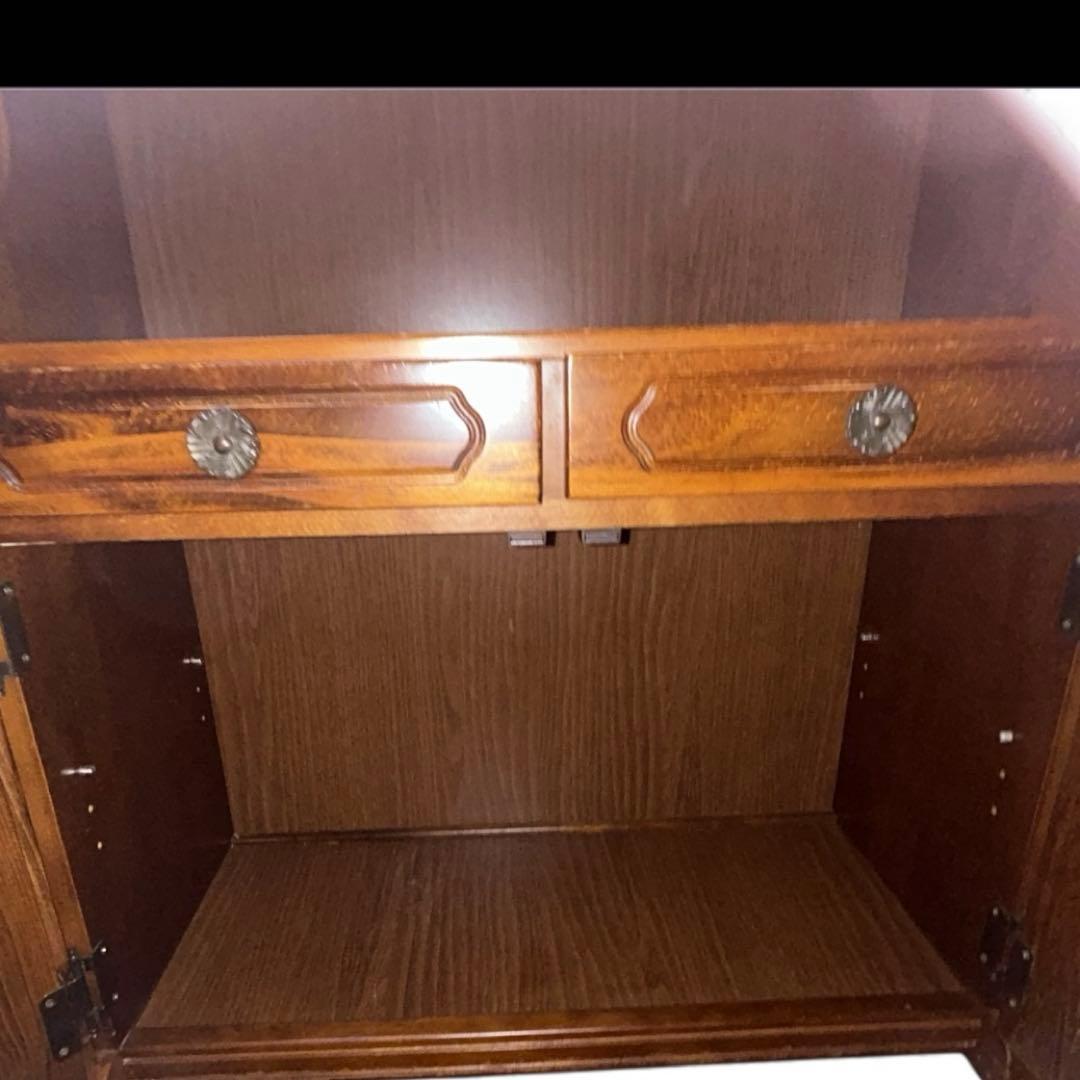 80sカリモク コロニアル観音扉 カントリーキャビネット電話台 ブラウン