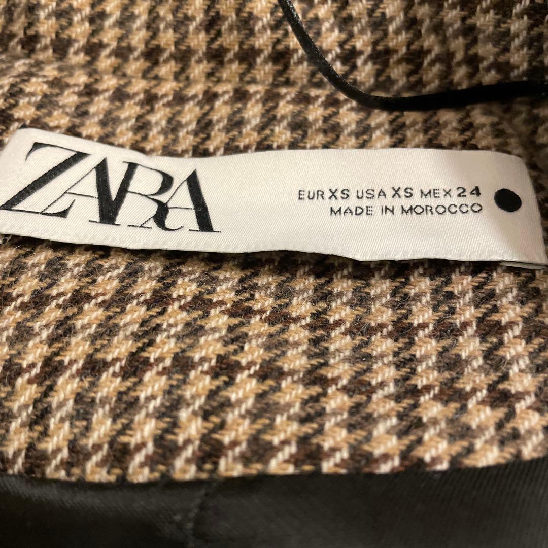 新品タグ付きZARA ウール ブレンド ブレザー エルボーパッチ 千鳥格子