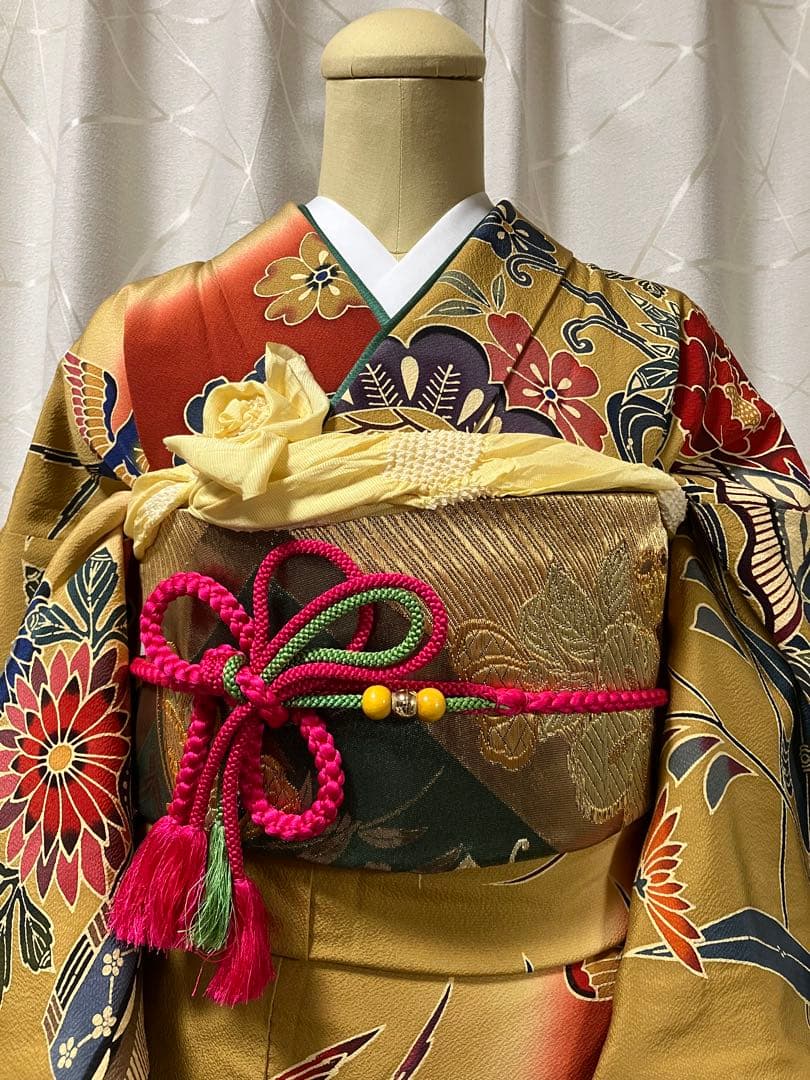 大特価SALE中◉高級振袖フルセット 【9点セット】落款あり作家品草花 染め分け