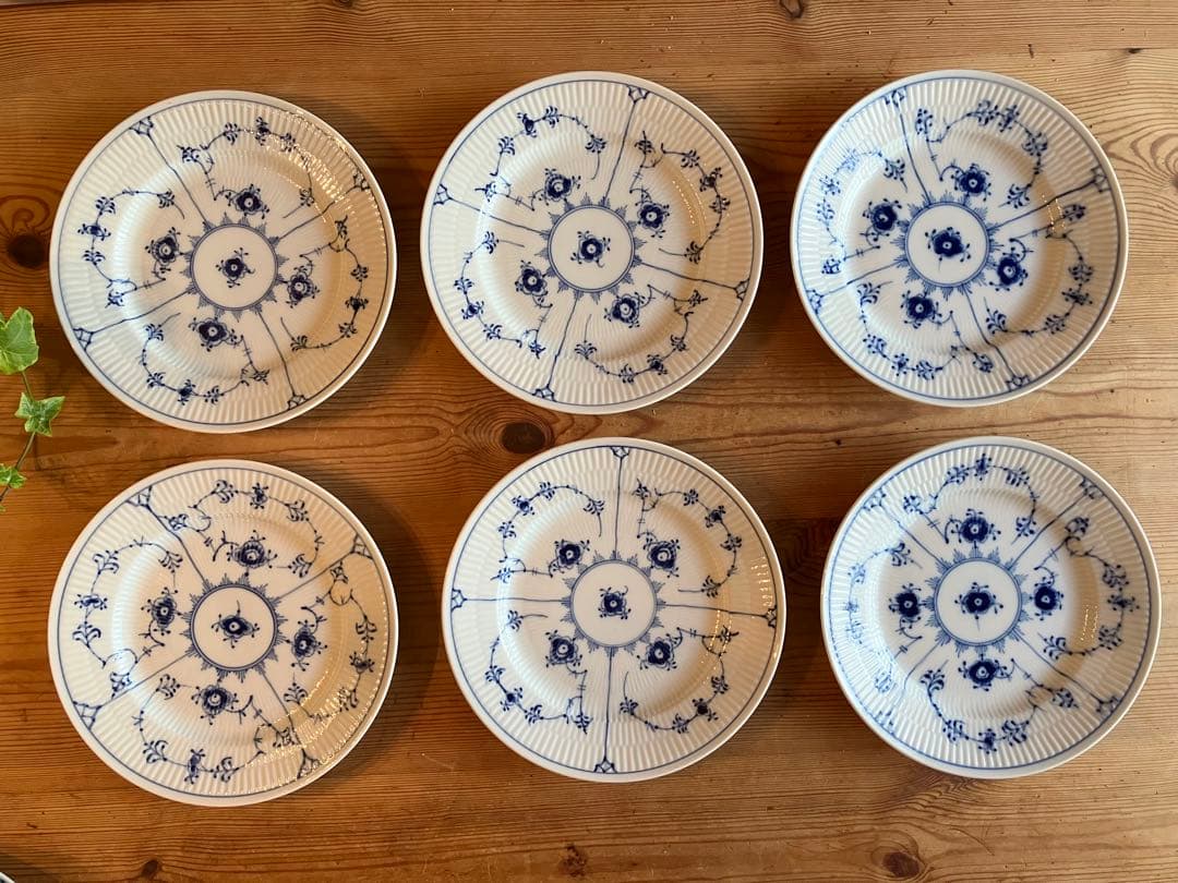 ロイヤルコペンハーゲン　ブルーフルーテッド　19デザートプレート×6