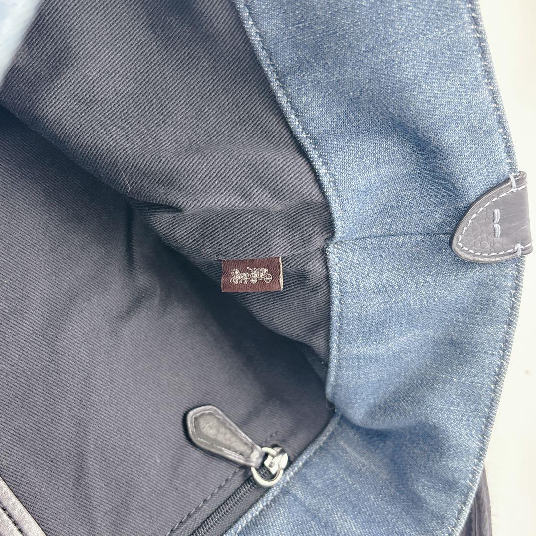 【極美品】コーチ キャンバス デニムトートバッグ デニム 馬車ロゴ A4