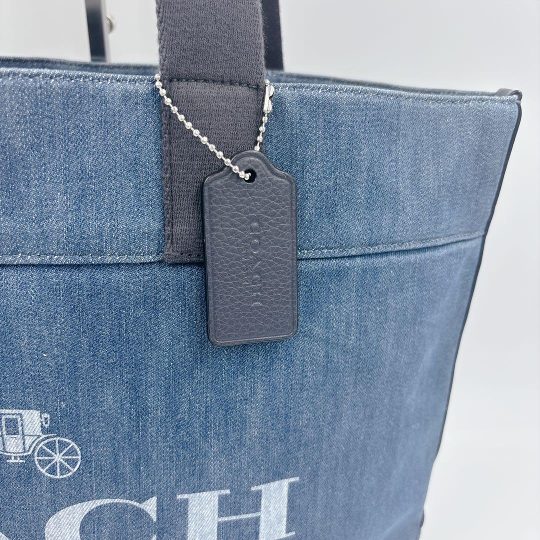 【極美品】コーチ キャンバス デニムトートバッグ デニム 馬車ロゴ A4