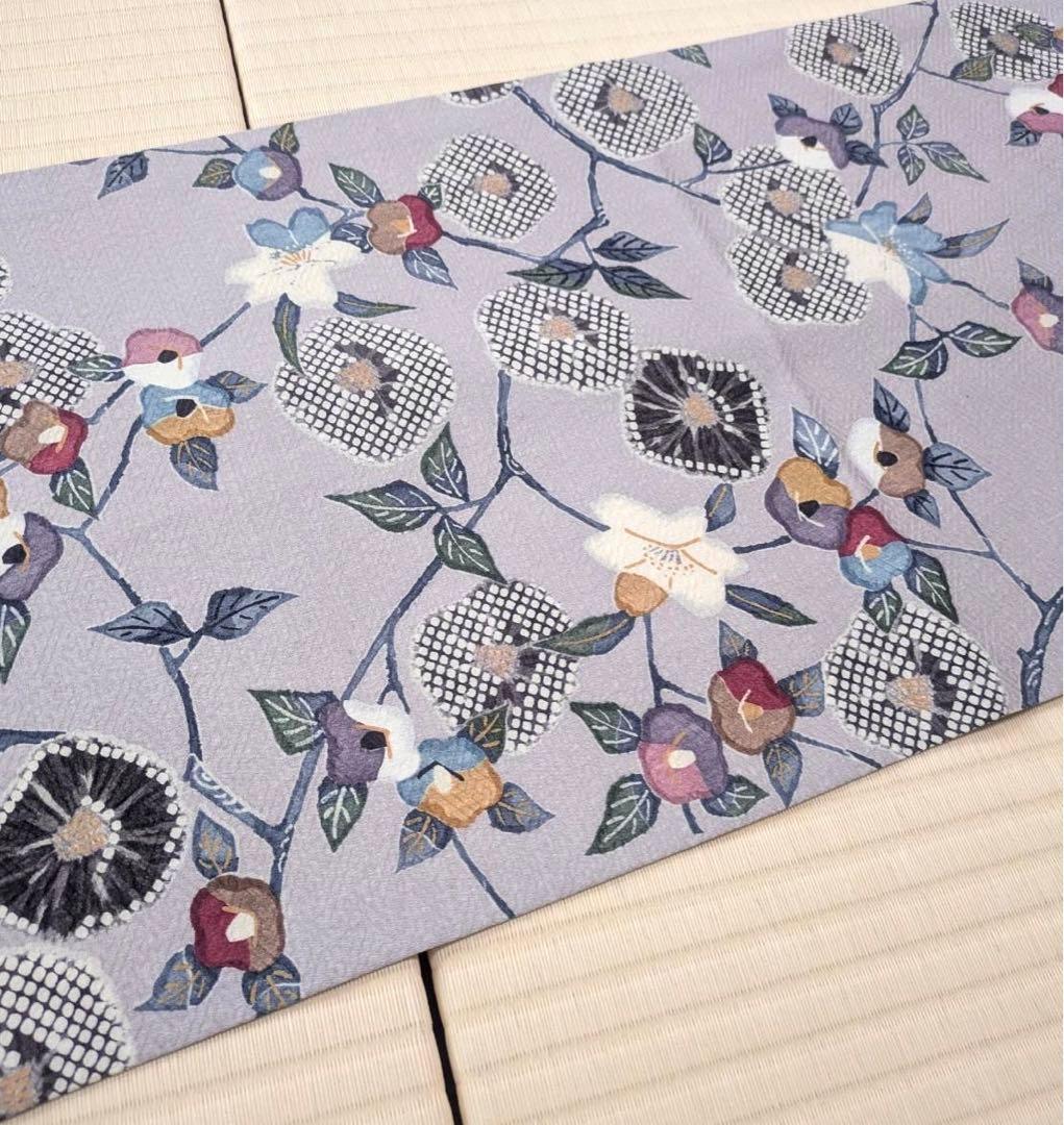 染め 九寸名古屋帯 牡丹鼠色