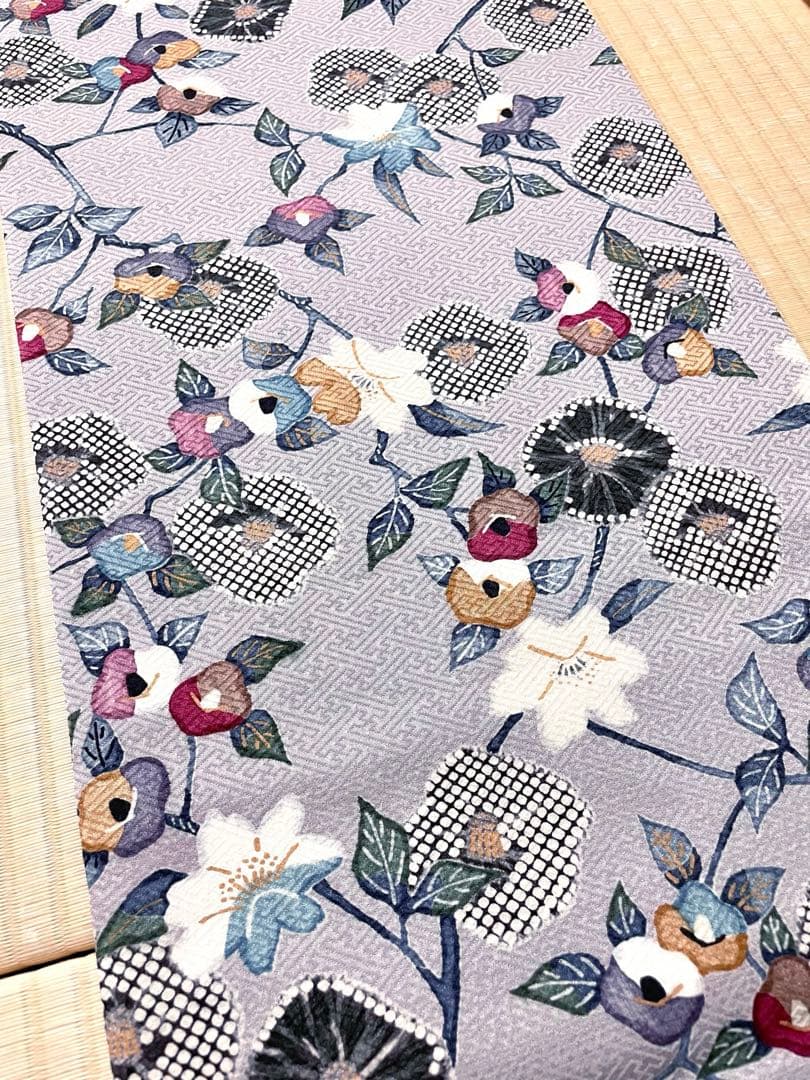 染め 九寸名古屋帯 牡丹鼠色