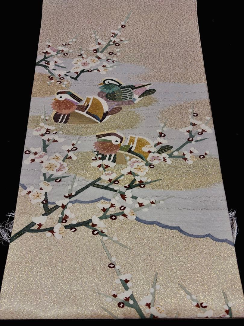 【未使用品】袋帯 高級な綴れ織 鴛鴦 両面織 六通 リバーシブル