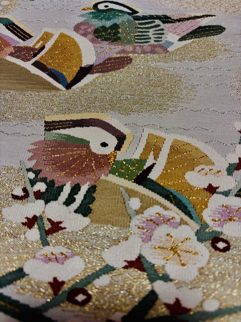 【未使用品】袋帯 高級な綴れ織 鴛鴦 両面織 六通 リバーシブル