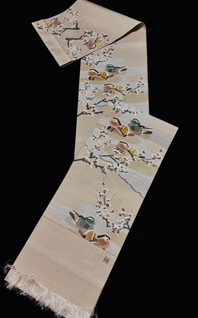 【未使用品】袋帯 高級な綴れ織 鴛鴦 両面織 六通 リバーシブル