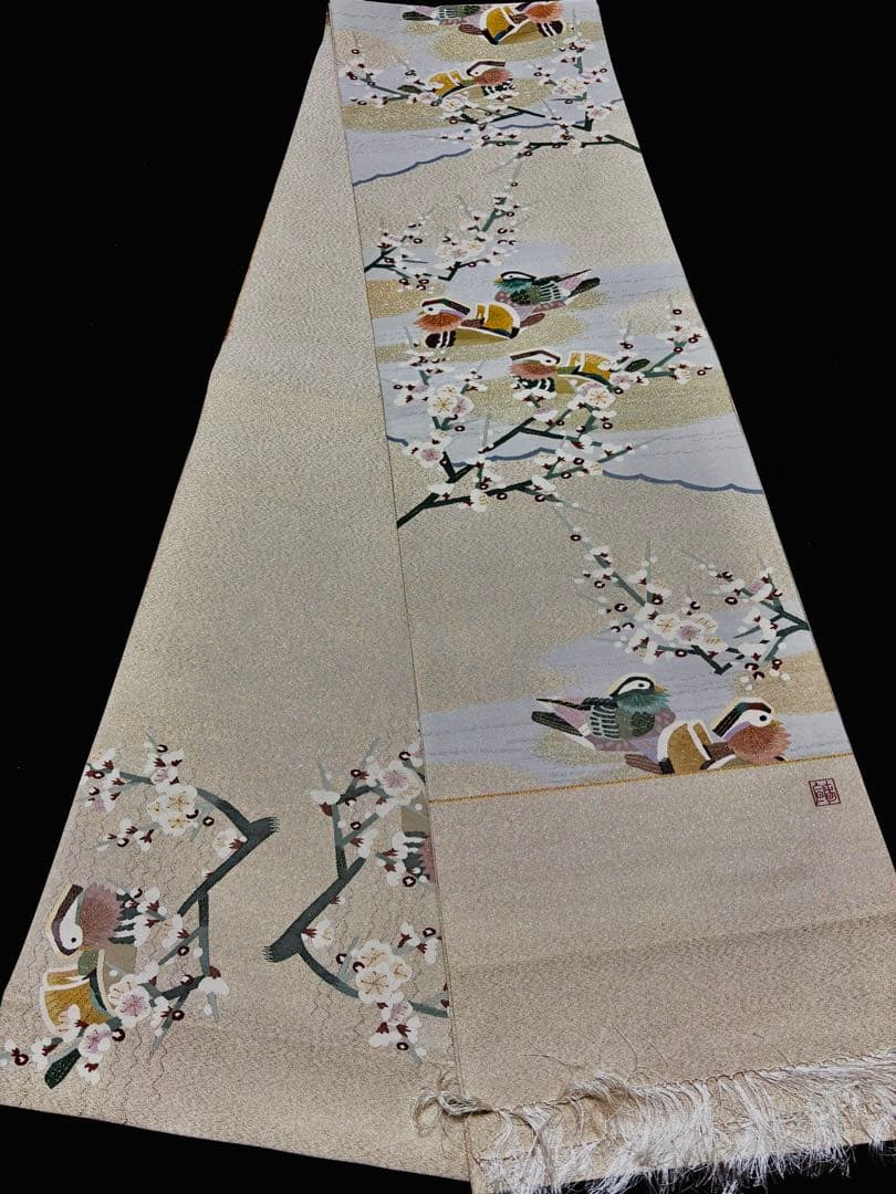 【未使用品】袋帯 高級な綴れ織 鴛鴦 両面織 六通 リバーシブル