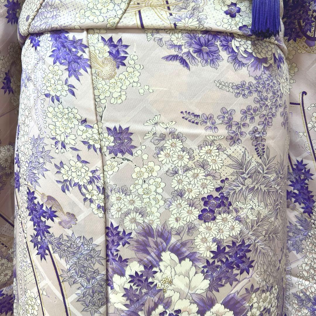 443 振袖フルセット 正絹 薄紫 金彩 総柄 小紋 レトロ フェミニン 上品