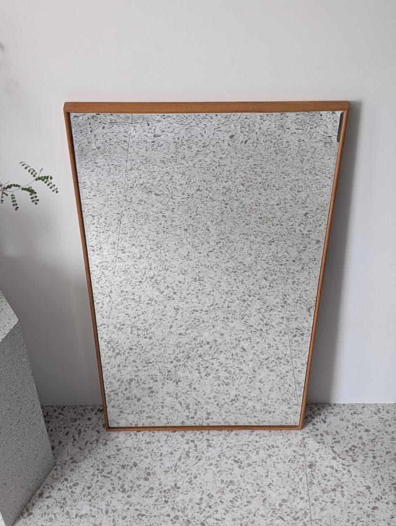 ビンテージ アノニマス ウッドフレーム ウォールミラー 立て掛け鏡 北欧 美品