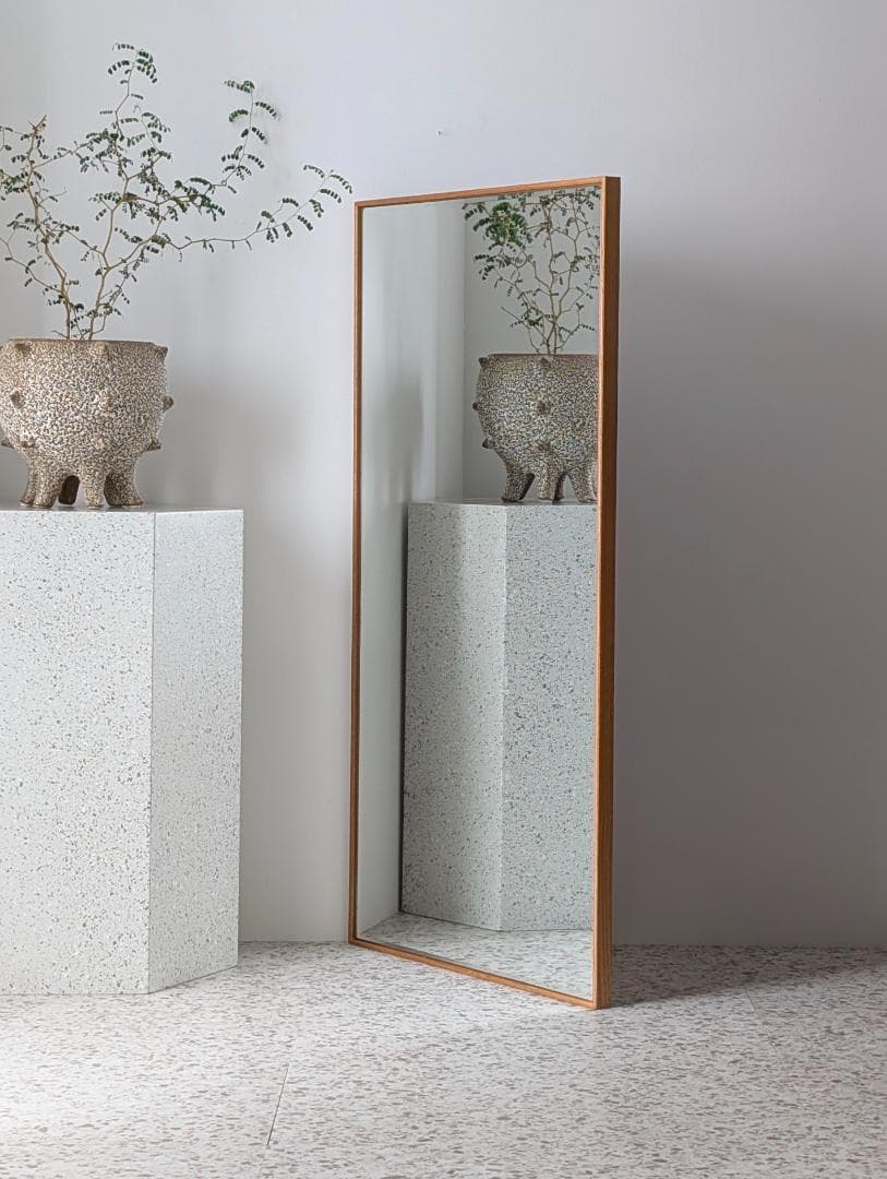 ビンテージ アノニマス ウッドフレーム ウォールミラー 立て掛け鏡 北欧 美品