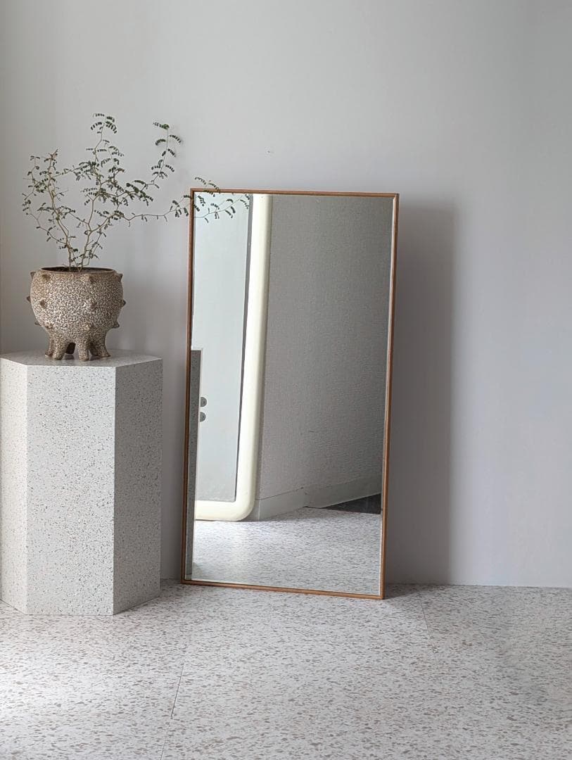 ビンテージ アノニマス ウッドフレーム ウォールミラー 立て掛け鏡 北欧 美品