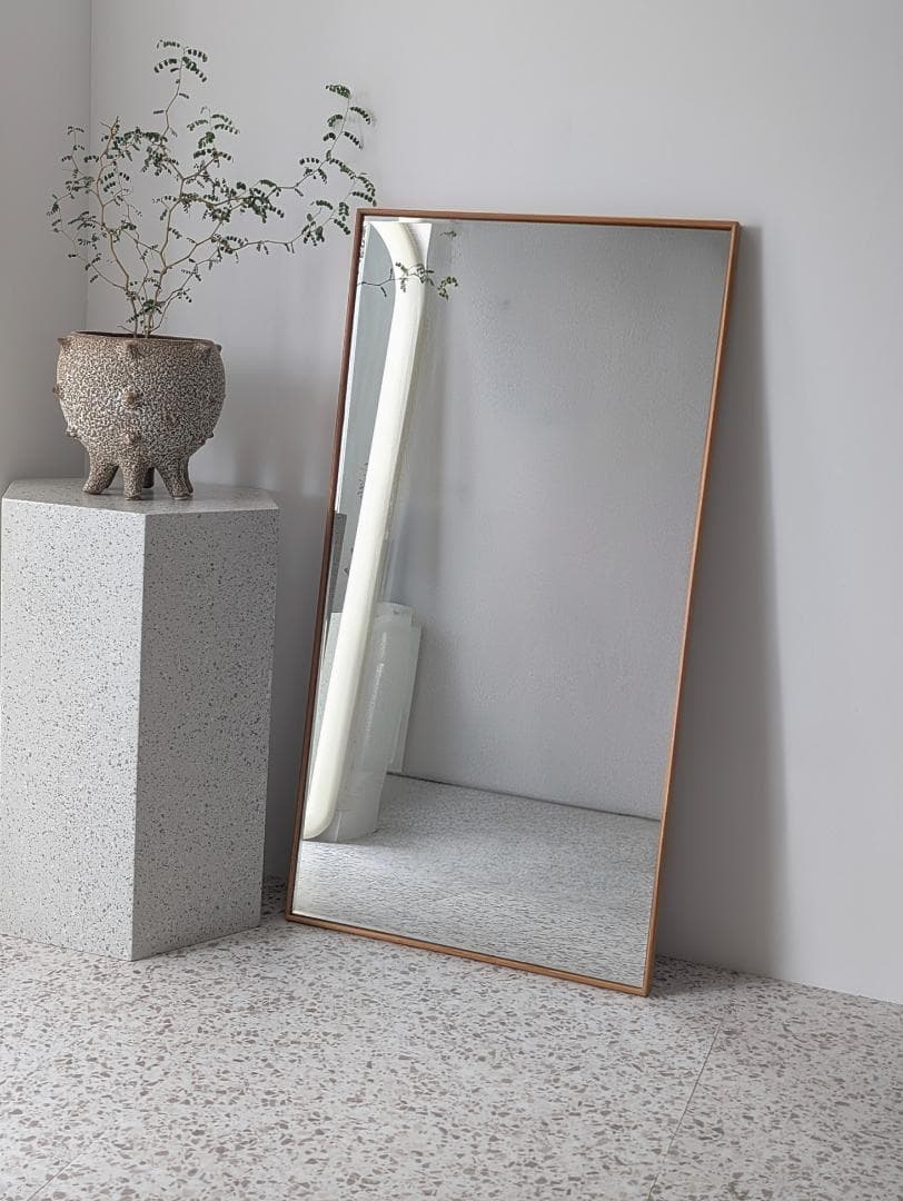 ビンテージ アノニマス ウッドフレーム ウォールミラー 立て掛け鏡 北欧 美品