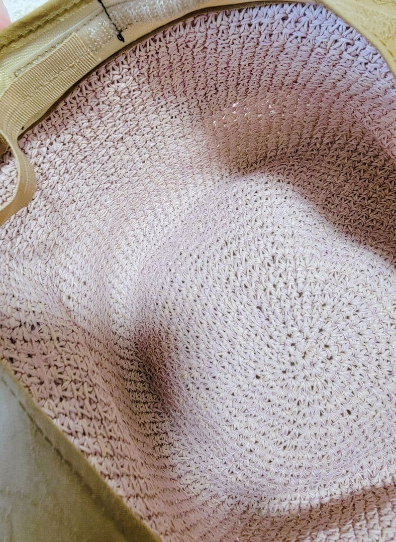 【CA4LA】リボン ストローハットカシラ　リボン 麦わら帽子　ピンク