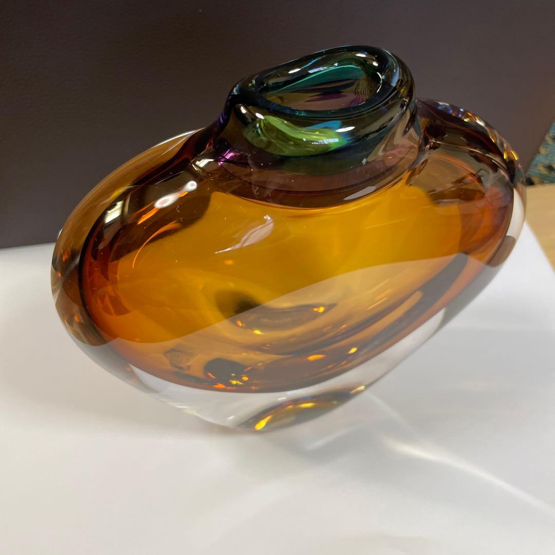 土屋章　ガラス工芸品　ガラス花瓶 一輪挿し