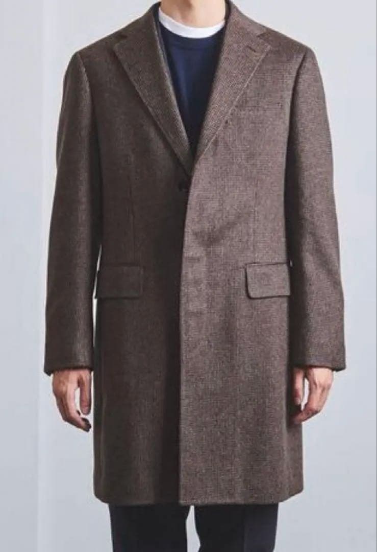 UNITED ARROWS チェスターコート ブラウン ハウンドトゥース