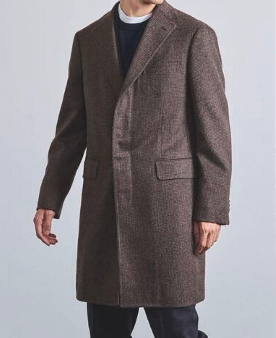 UNITED ARROWS チェスターコート ブラウン ハウンドトゥース