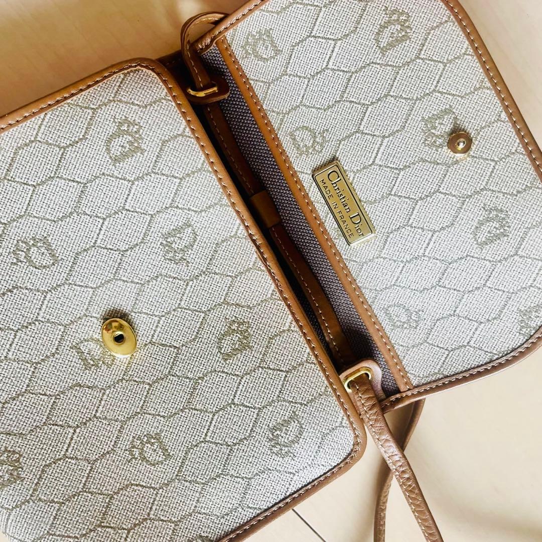 美品 クリスチャンディオール ショルダーバッグ ハニカム ロゴ総柄