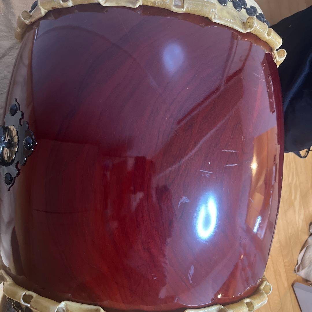 和太鼓　長胴太鼓　耳付　1尺6寸 花梨くりぬき　諏訪工芸