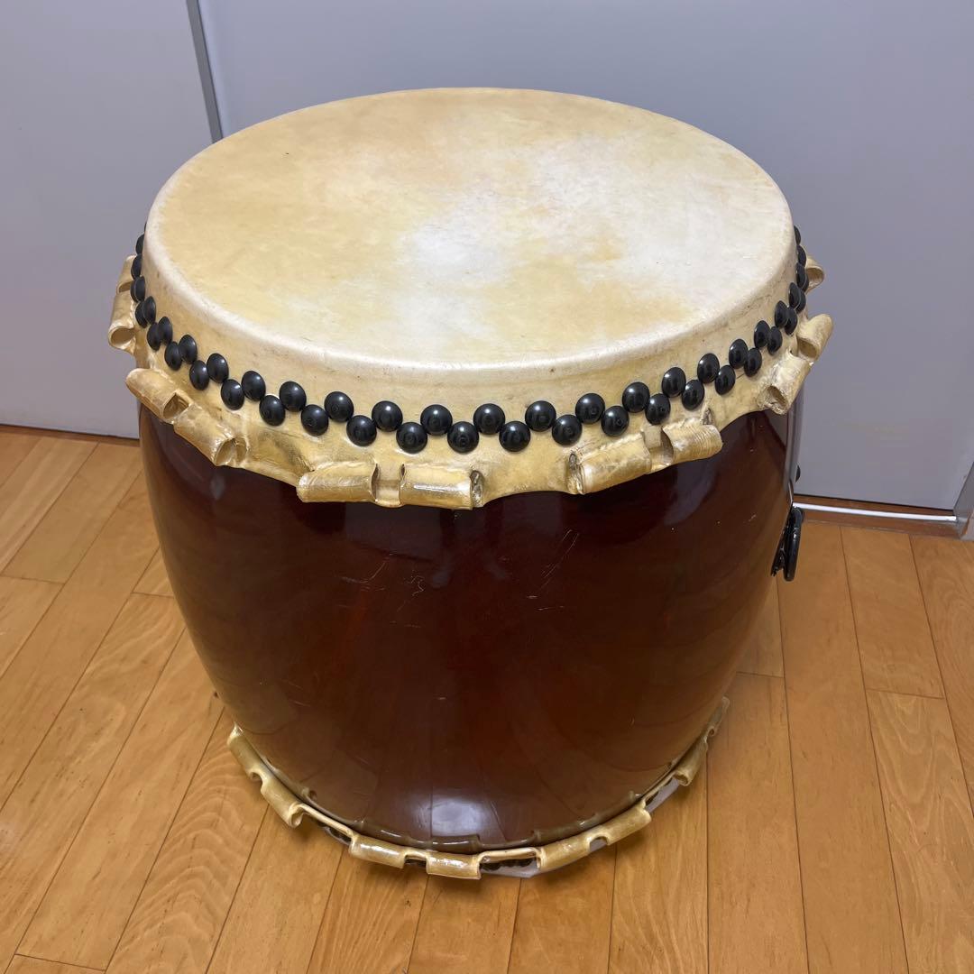 和太鼓　長胴太鼓　耳付　1尺6寸 花梨くりぬき　諏訪工芸