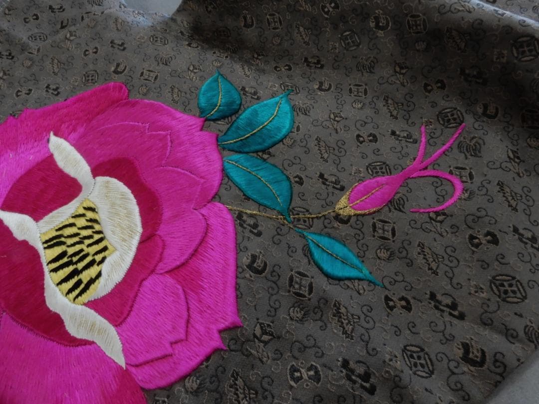 さ*ら様 正絹・アンティーク刺繡名古屋帯・バラの花・大正浪漫・薔薇