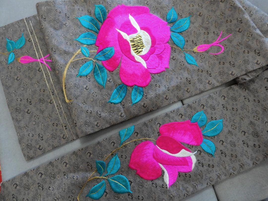 さ*ら様 正絹・アンティーク刺繡名古屋帯・バラの花・大正浪漫・薔薇