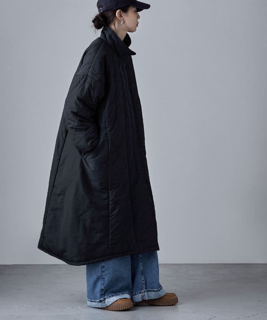 キルティング切替オフラインロングコート