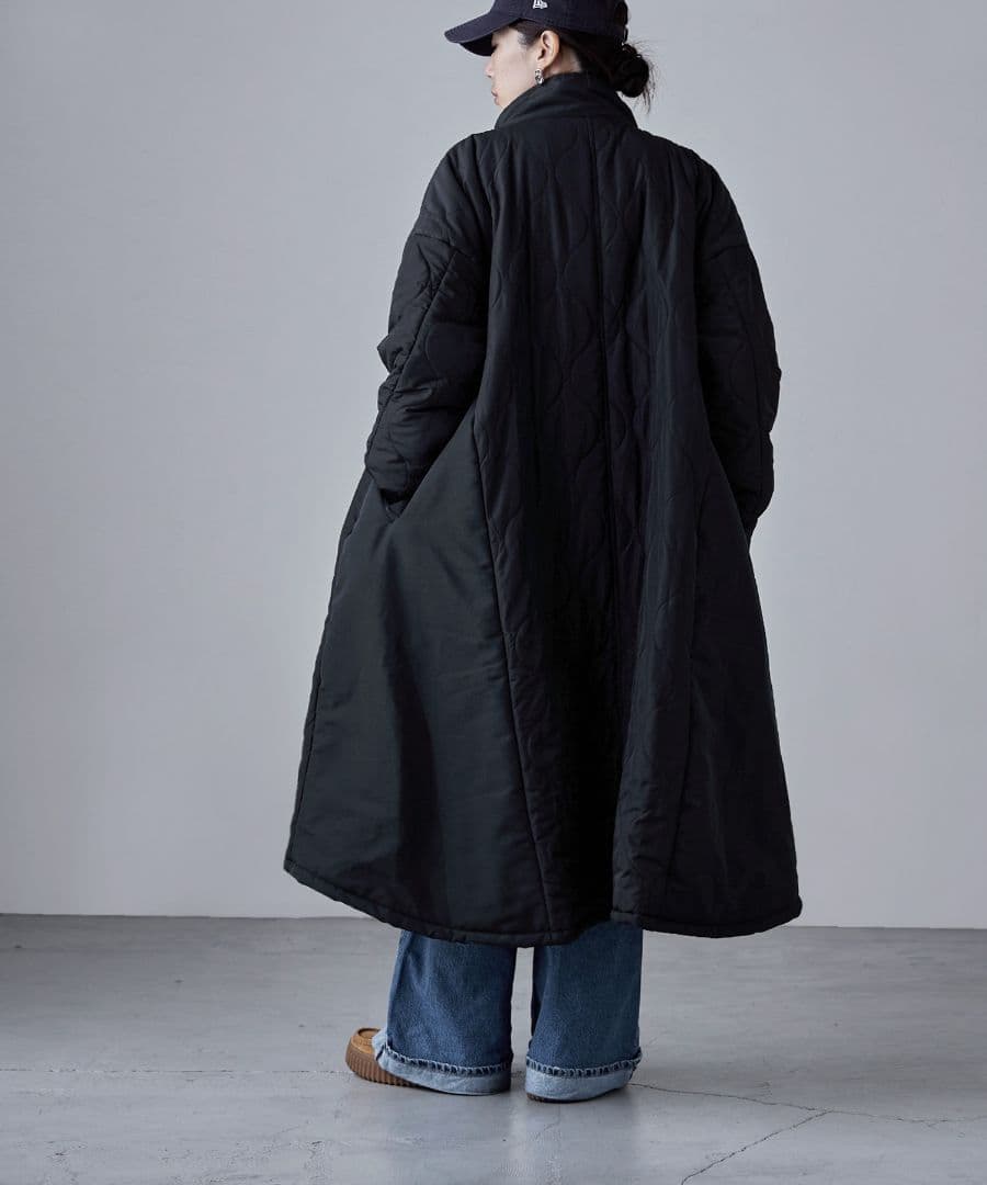 キルティング切替オフラインロングコート