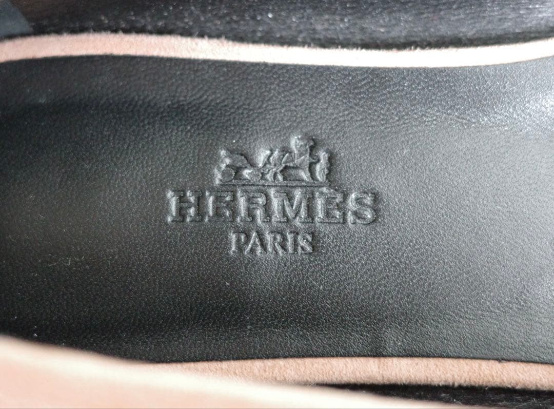 HERMÈS エルメス アピ ドゥース Hロゴ バレエシューズ ローズゴールド