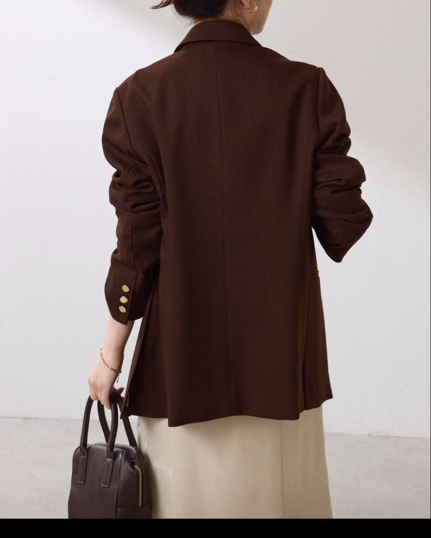ウールライクダブルジャケット　ブラウン