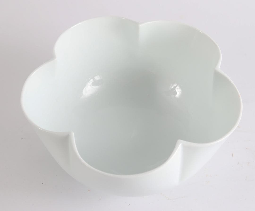 人間国宝 井上萬二 白磁花形花器 共箱 鉢