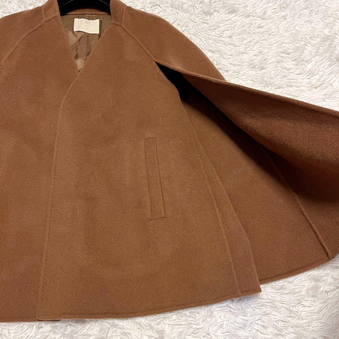 Plage ハミルトン ケープ コート ポンチョ キャメル ウール ノーカラー