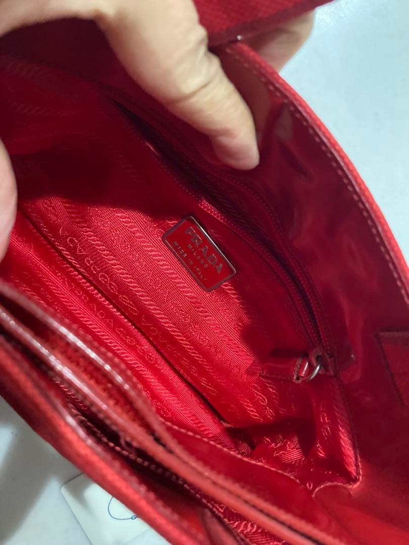 PRADA レッド トートバッグ 認証カード付き