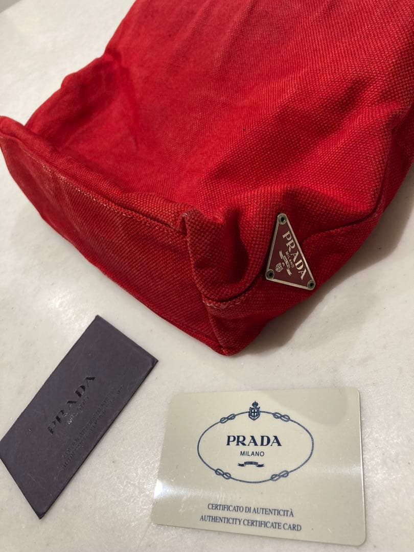 PRADA レッド トートバッグ 認証カード付き