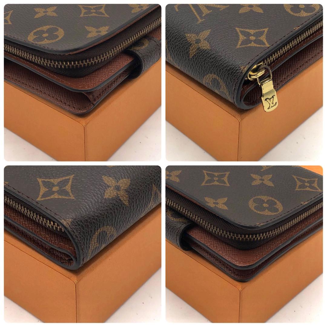 ルイヴィトン コンパクトジップ モノグラム 二つ折り財布 ブラウン レディース