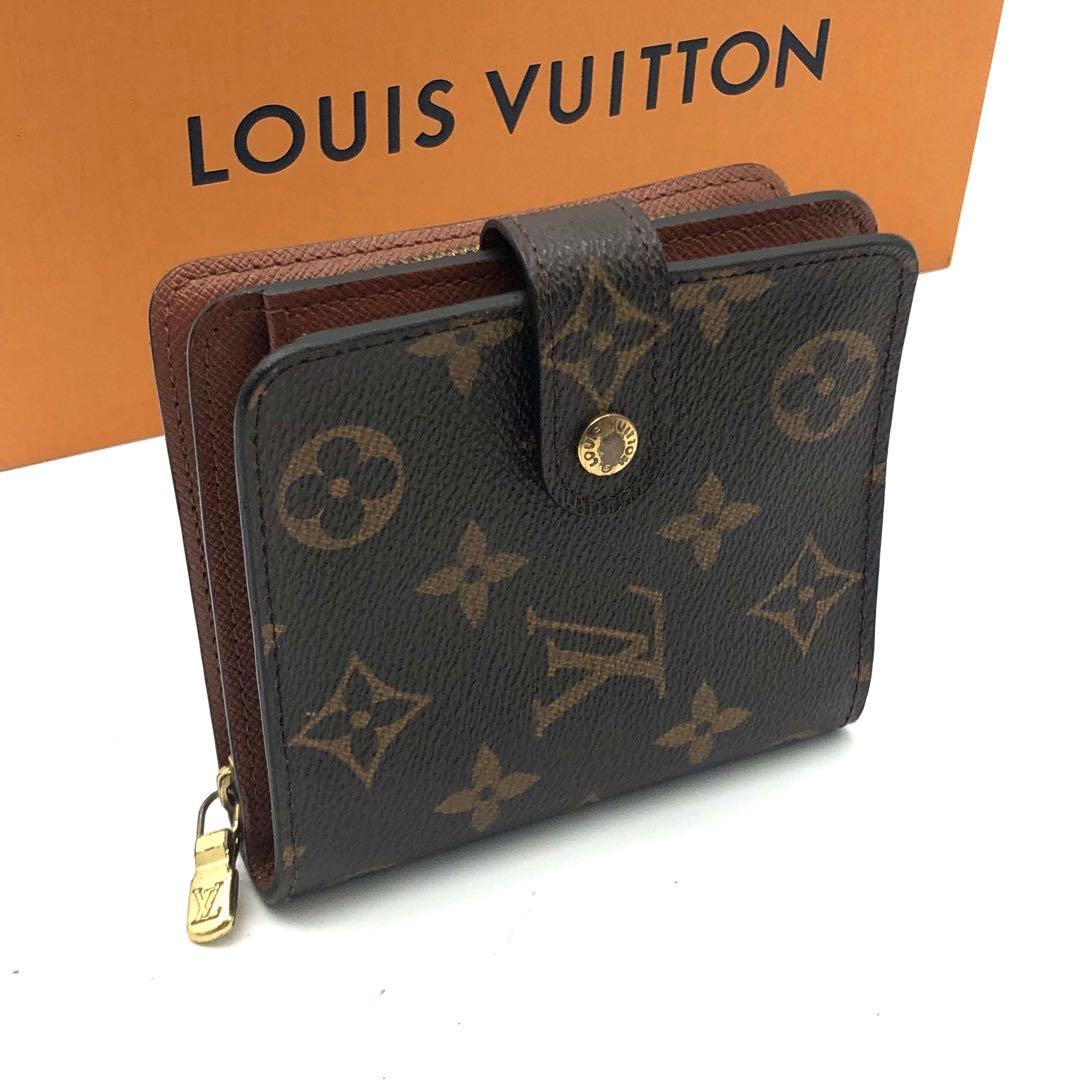 ルイヴィトン コンパクトジップ モノグラム 二つ折り財布 ブラウン レディース
