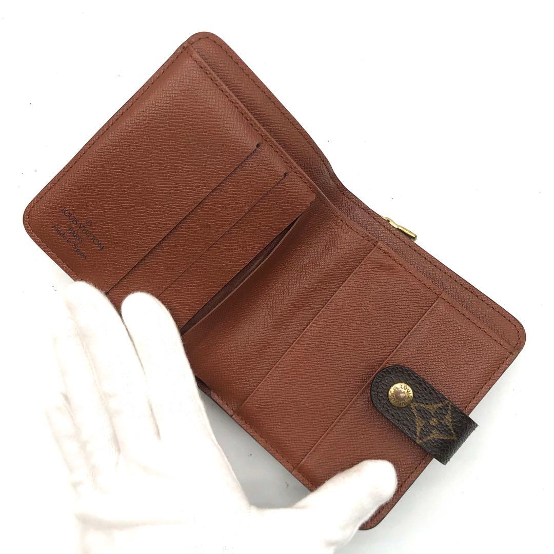ルイヴィトン コンパクトジップ モノグラム 二つ折り財布 ブラウン レディース