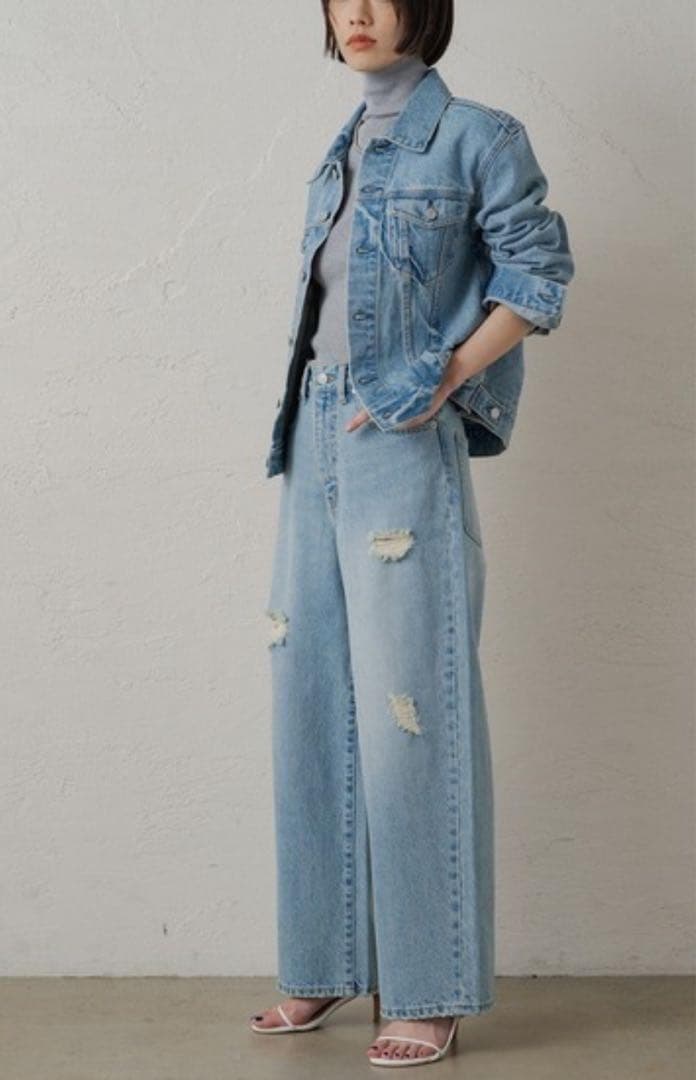 ラウンジドレス 23SS デニムジャケット オーバーサイズ ライトブルー