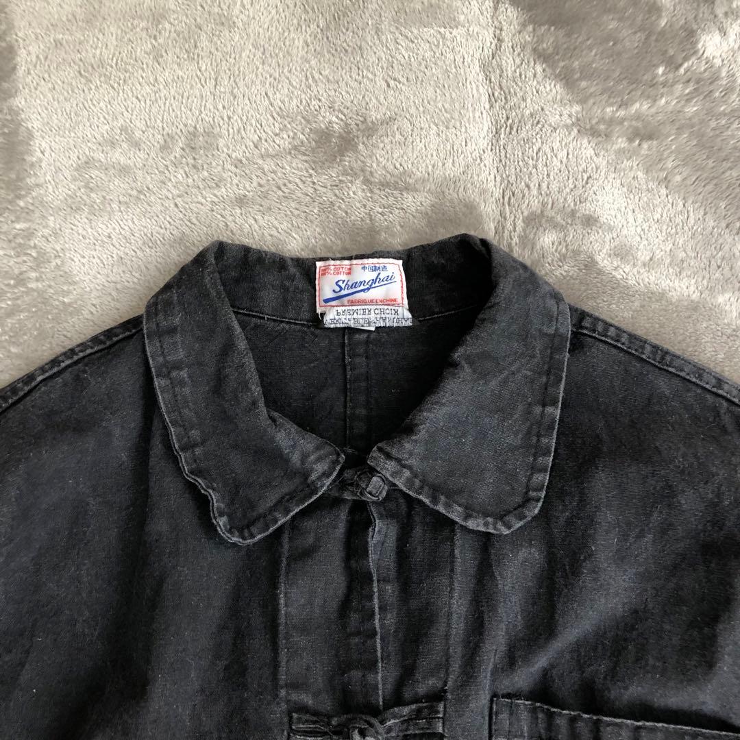 Shanghai チャイナシャツ　フェードブラック墨黒　カンフーシャツシャンハイ