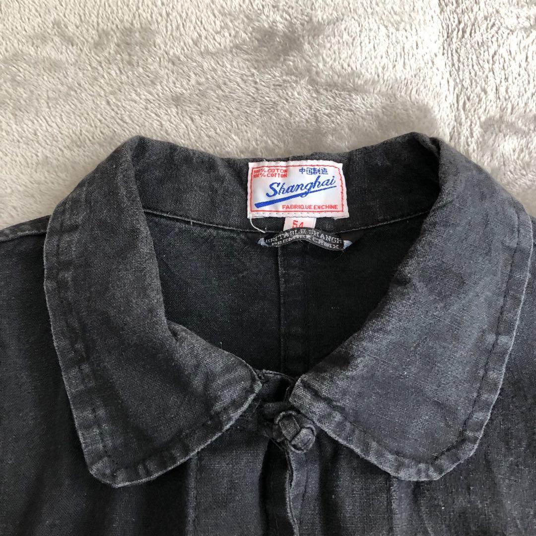 Shanghai チャイナシャツ　フェードブラック墨黒　カンフーシャツシャンハイ