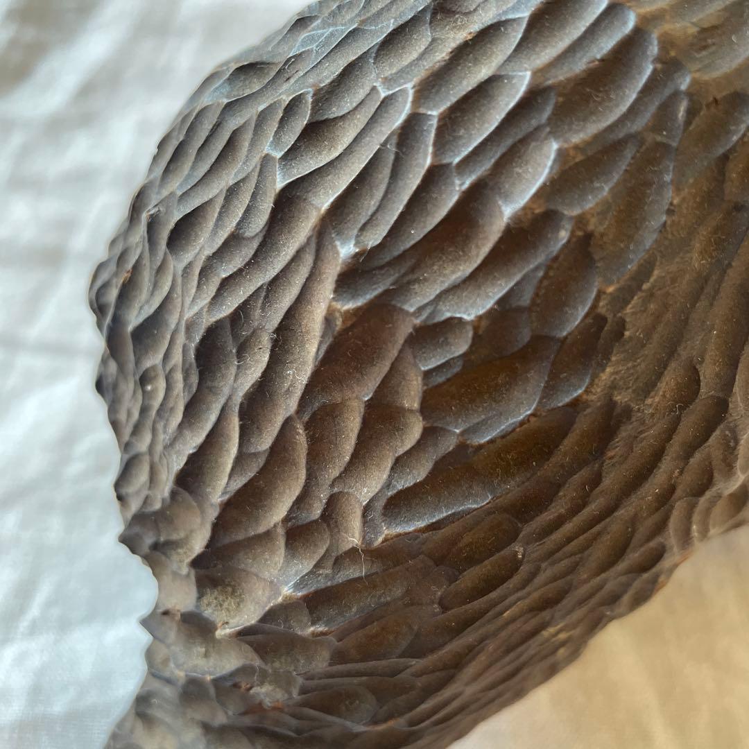 ビンテージ　木彫り　熊　ダークブラウン　ガラス目　作家　アンティーク