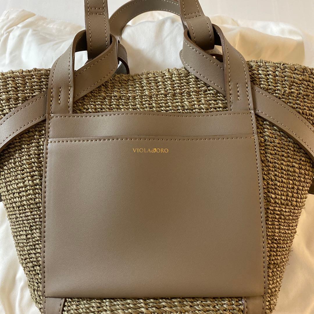 新品未使用　ヴィオラドーロ　レザーポケットかごバッグ (エコバッグ付き)